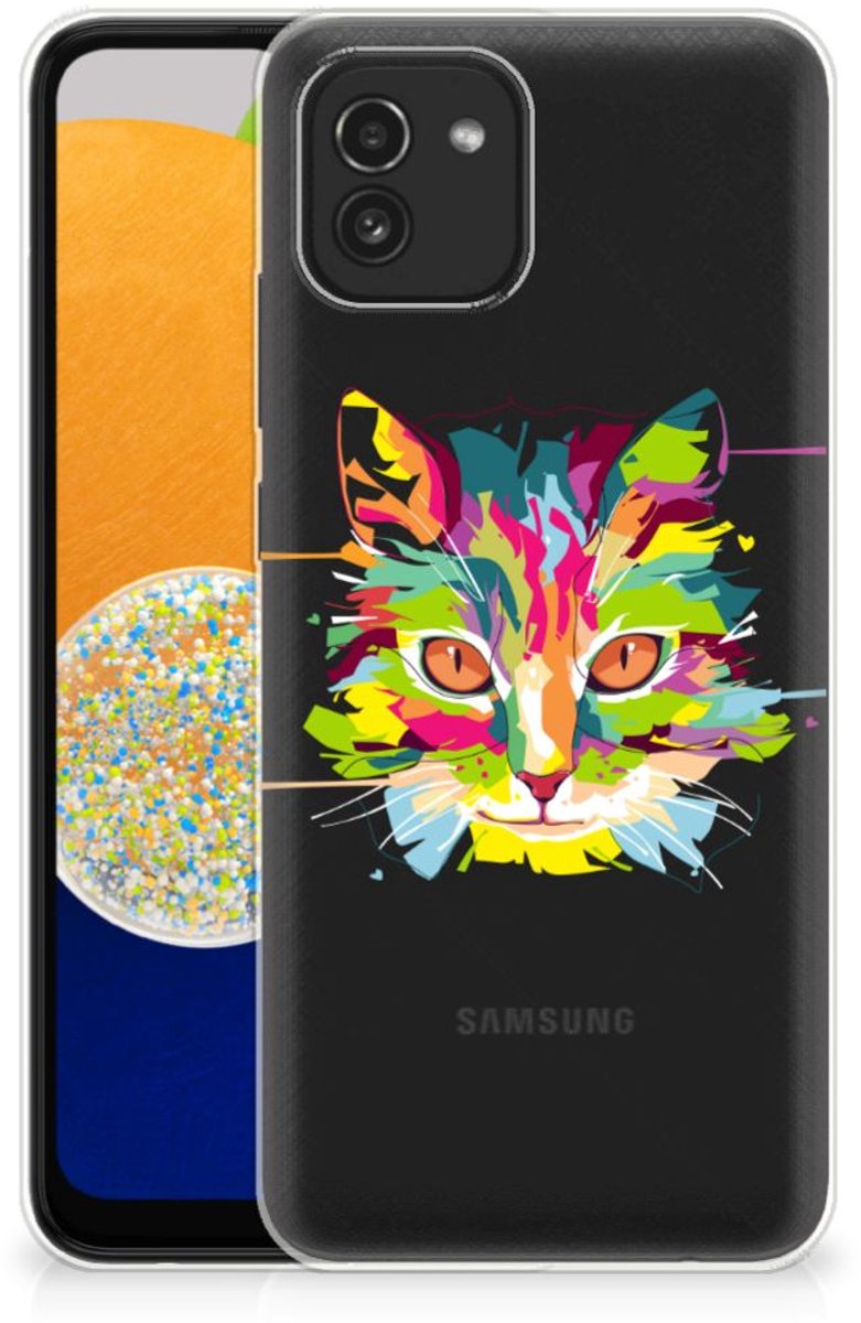 Samsung Galaxy A03 Telefoonhoesje met Naam Cat Color