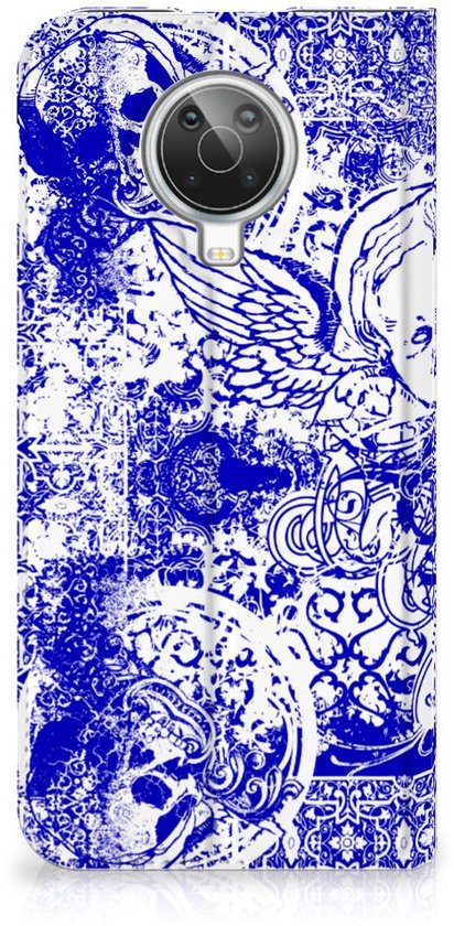 Coque Smartphone Nokia G10 | Étui style livre G20 Angel Skull Blue