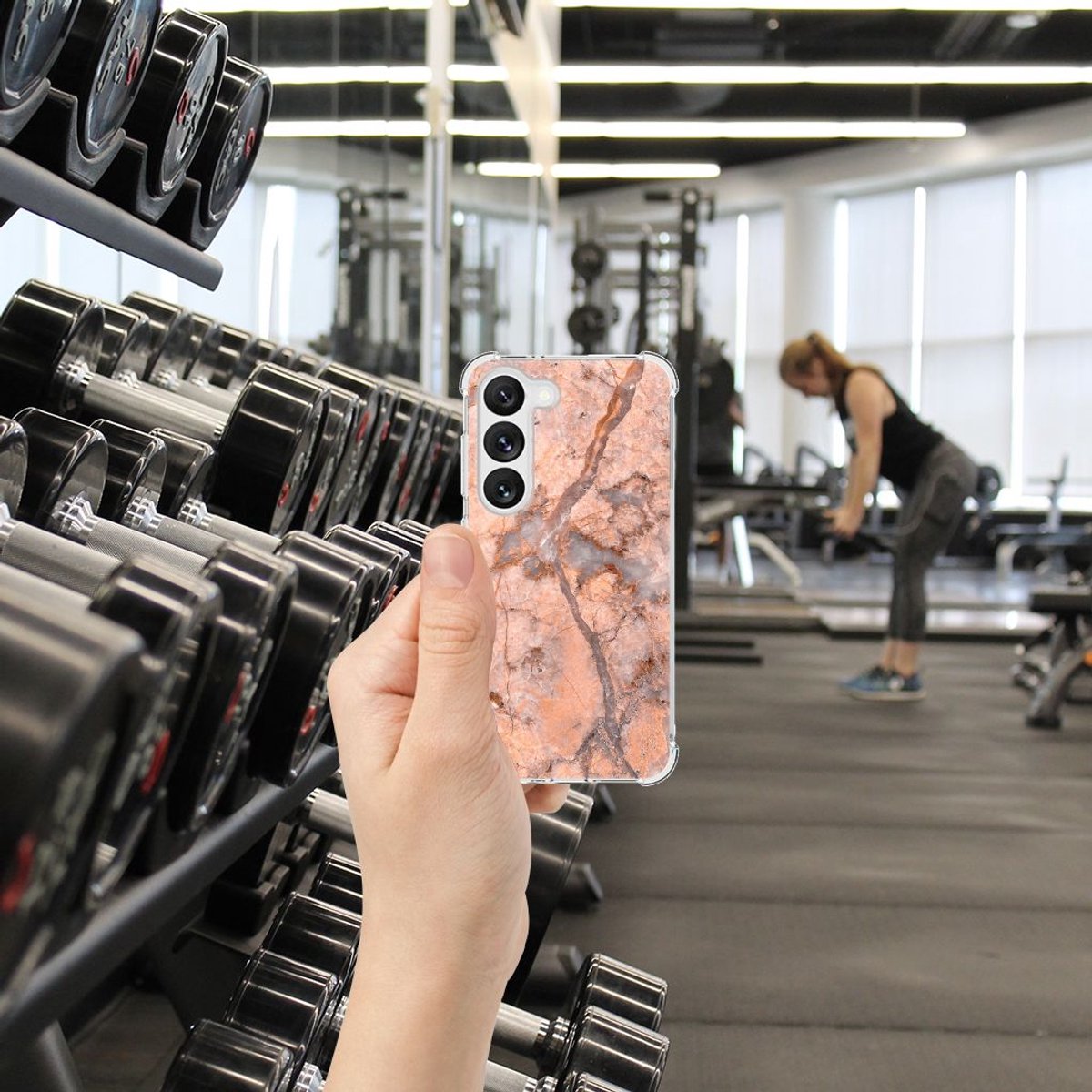 Samsung Galaxy S23 Anti-Shock Hoesje Marmer Oranje