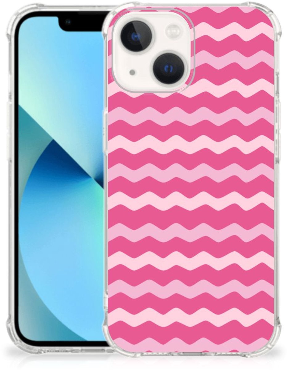 iPhone 13 mini Doorzichtige Silicone Hoesje Waves Pink