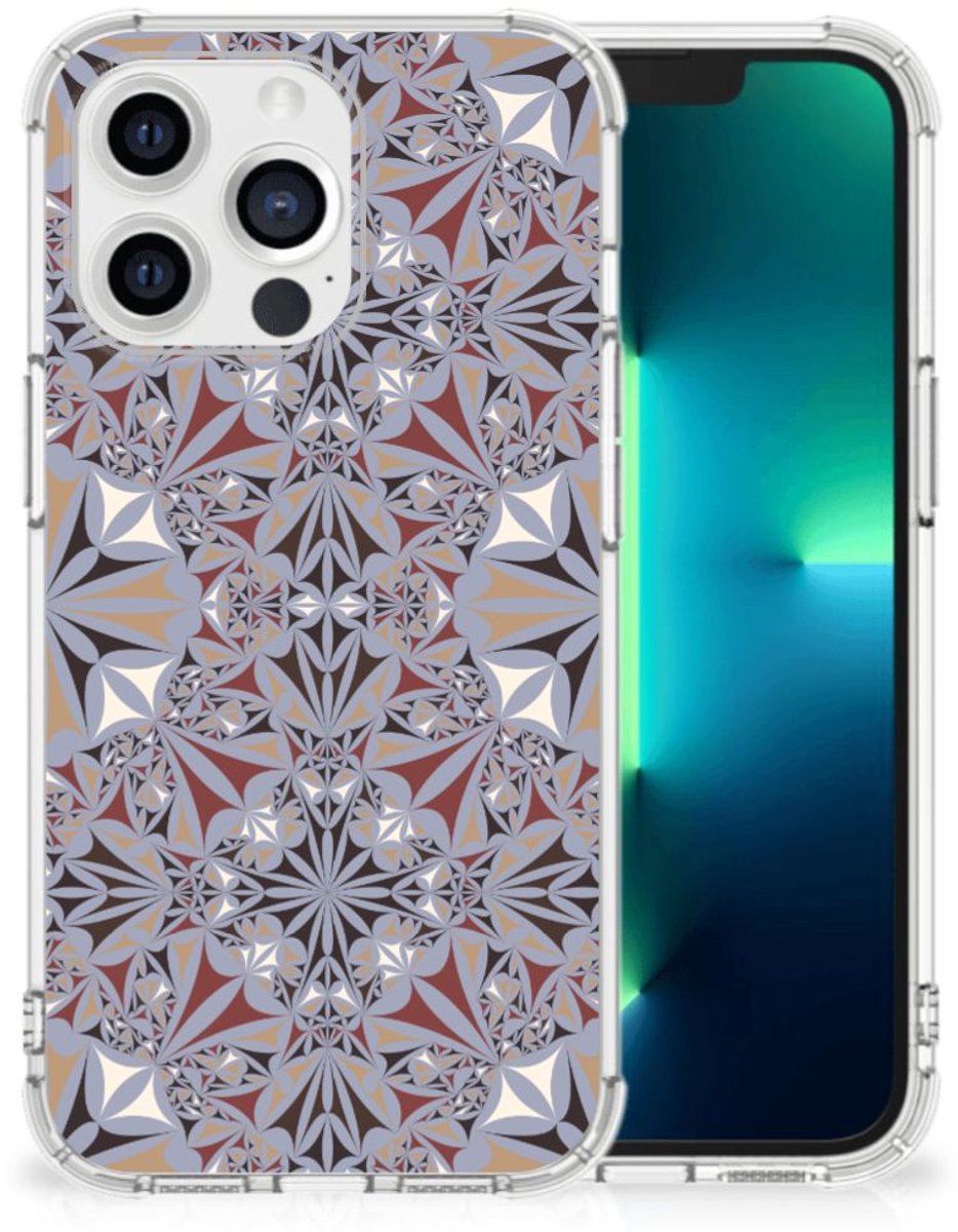 TPU Case Anti-Shock voor Apple iPhone 13 Pro Anti-Shock Hoesje Flower Tiles