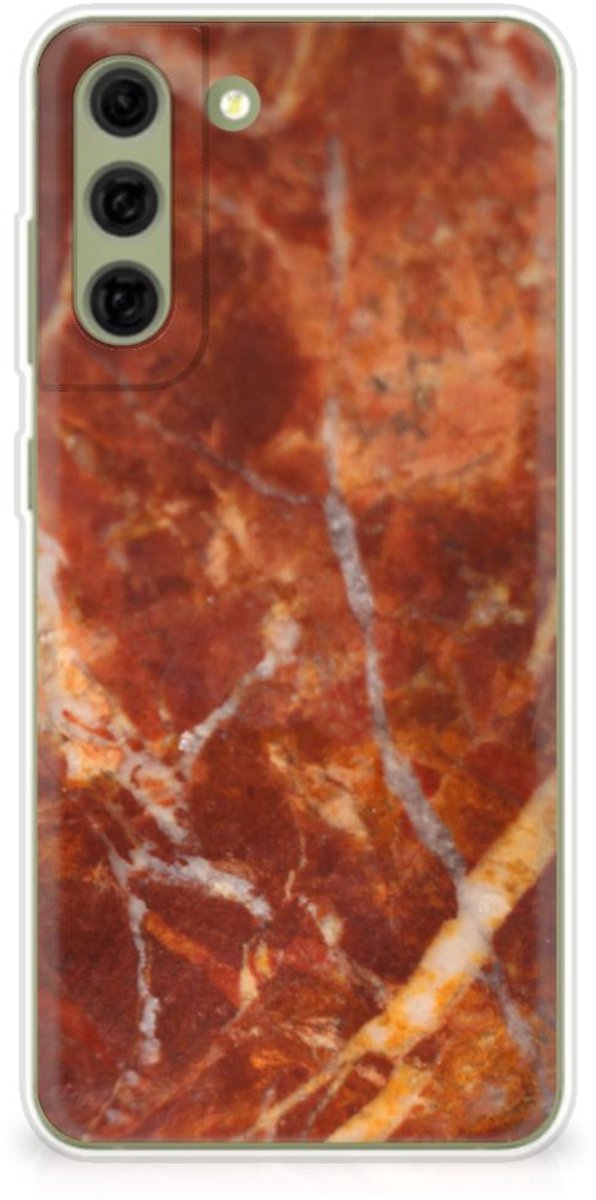 Samsung Galaxy S21FE TPU Siliconen Hoesje Marmer Bruin