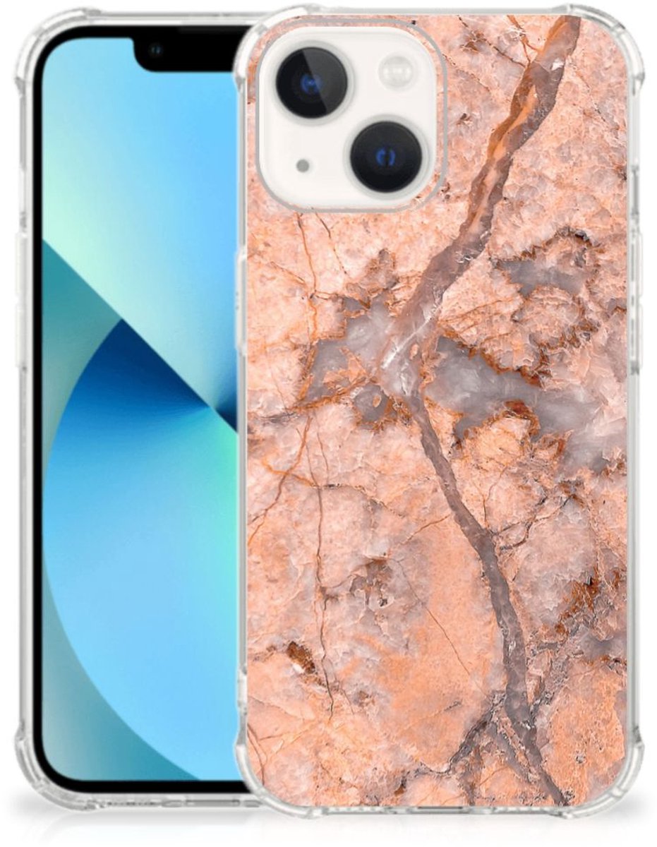 iPhone 13 mini Anti-Shock Hoesje Marmer Oranje