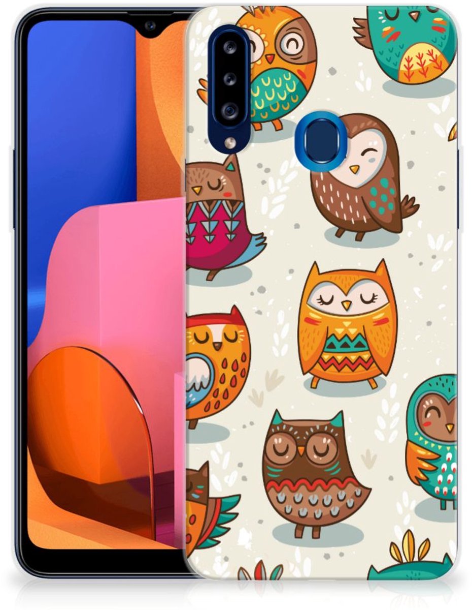 Samsung Galaxy A20s TPU Hoesje Vrolijke Uilen