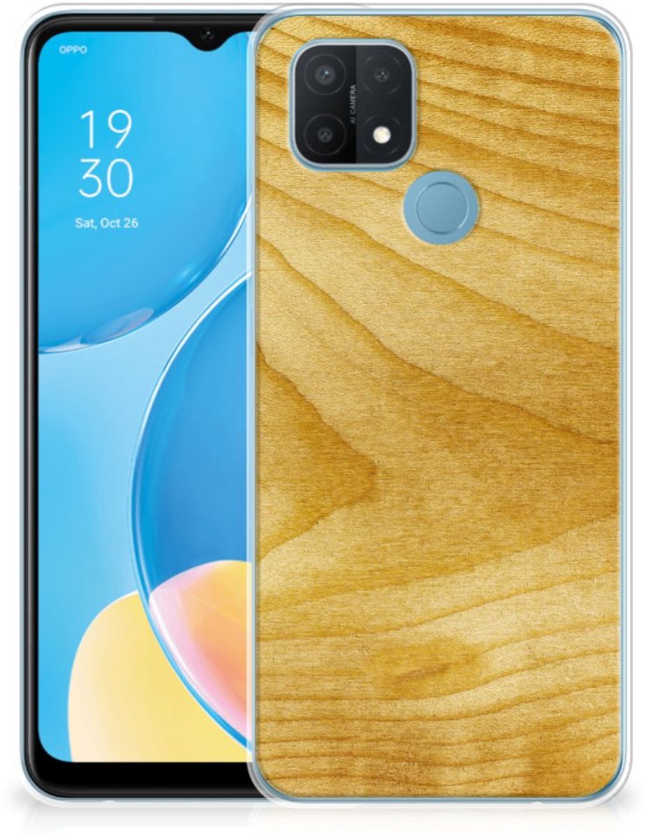 OPPO A15 Bumper Hoesje Licht Hout