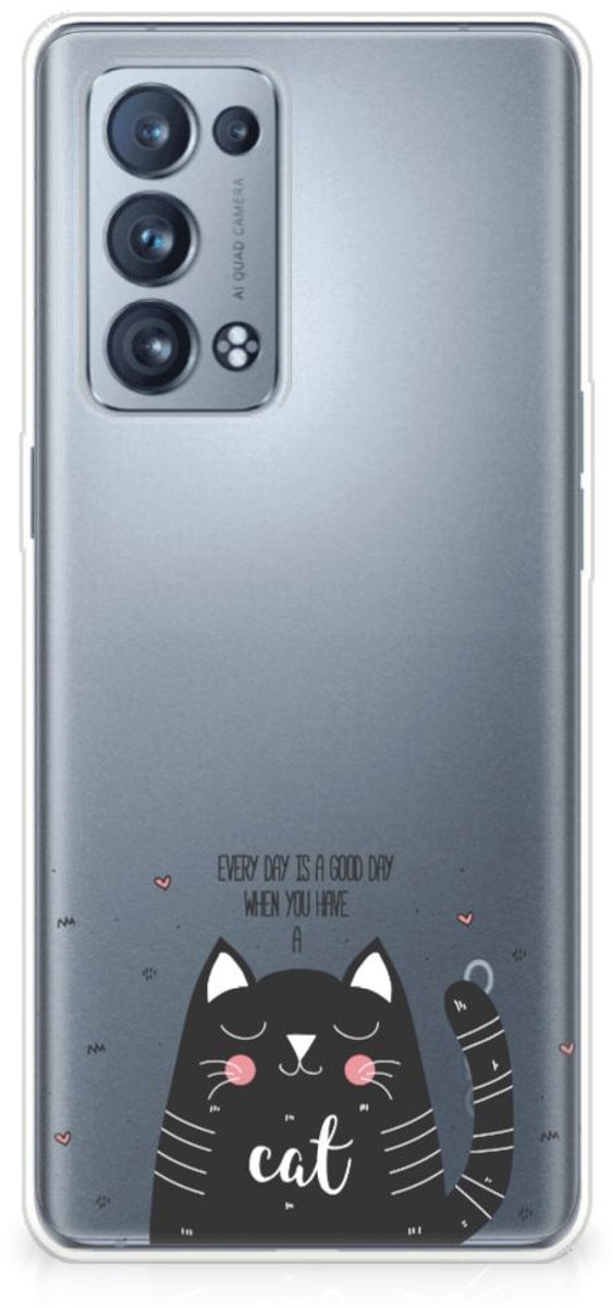 OPPO Reno 6 Pro Plus 5G Telefoonhoesje met Naam Cat Good Day