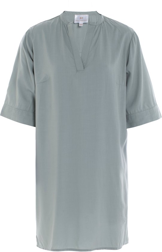 Robe Nova Knit Factory - Robe droite femme - Col bateau - Robe droite - Robe printemps-été - 100% viscose modal - Manches mi-longues - Vert Vintage - 40/42