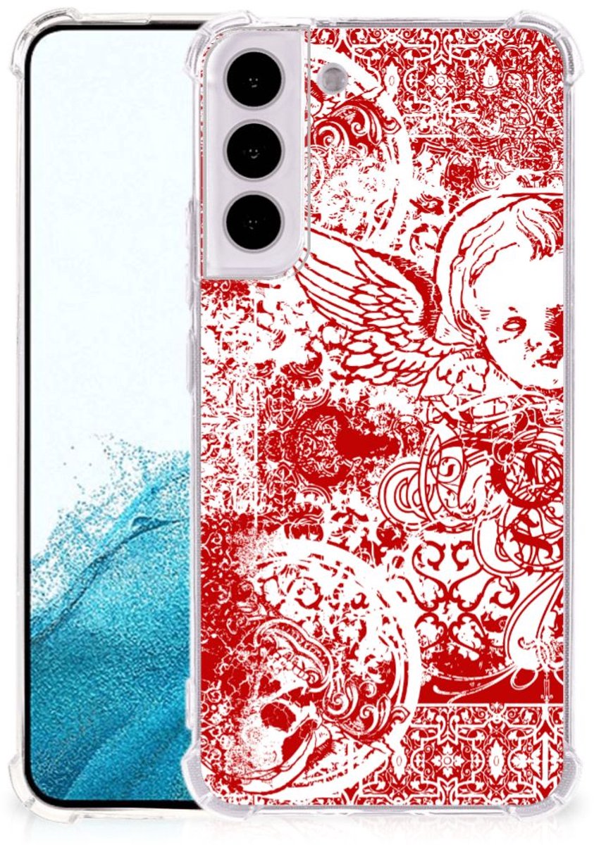Extreme Case Samsung Galaxy S22 Plus Angel Skull Rood