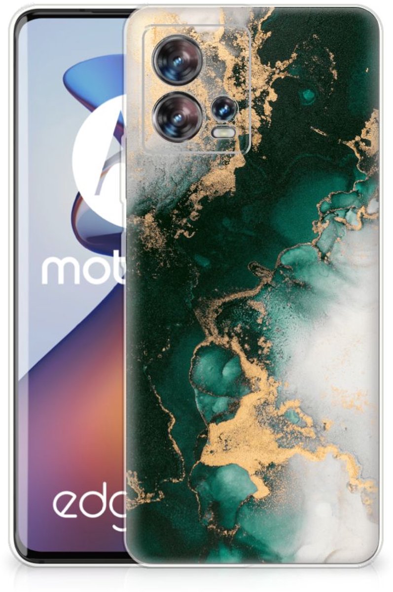 TPU Siliconen Hoesje voor Motorola Edge 30 Fusion Marmer Groen