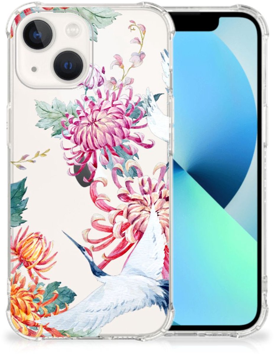 iPhone 13 Case Anti-shock Bird Flowers