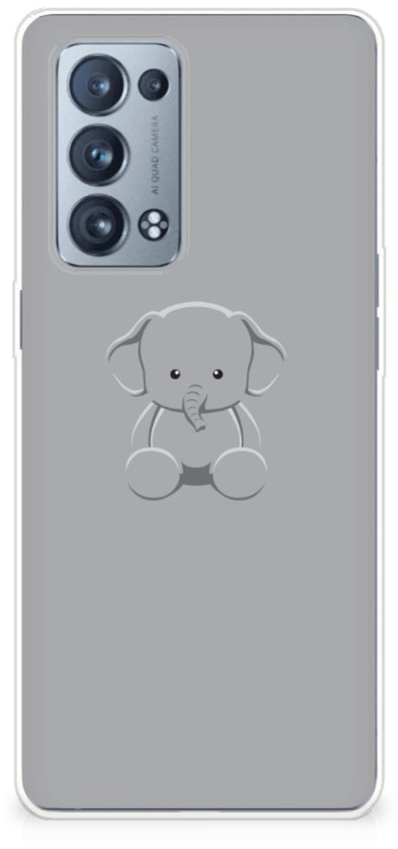 OPPO Reno 6 Pro Plus 5G Telefoonhoesje met Naam Grijs Baby Olifant