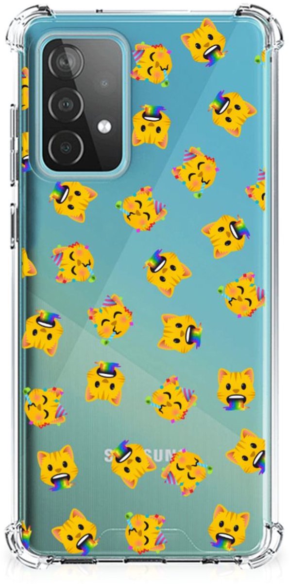 Doorzichtige Silicone Hoesje voor Samsung Galaxy A52 4G/5G Katten Emojis