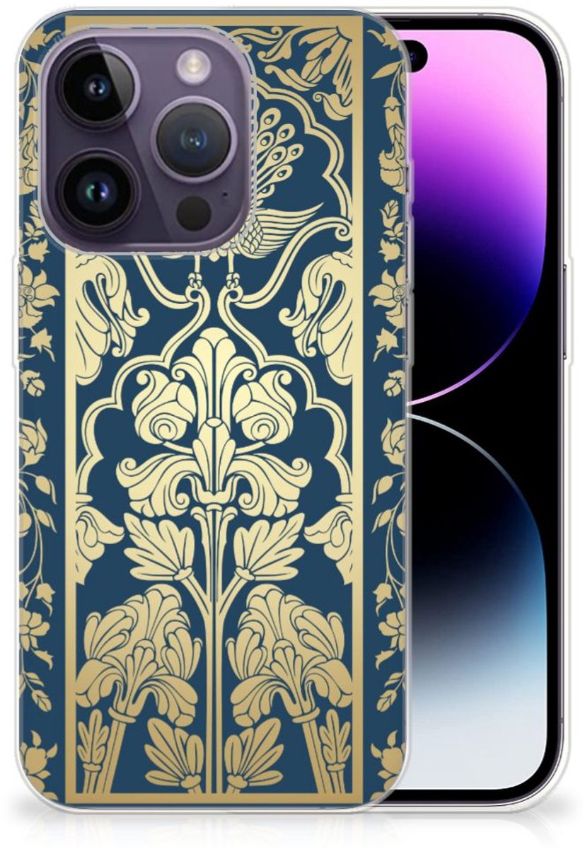 Back Cover voor Apple iPhone 14 Pro TPU Case Beige Flowers