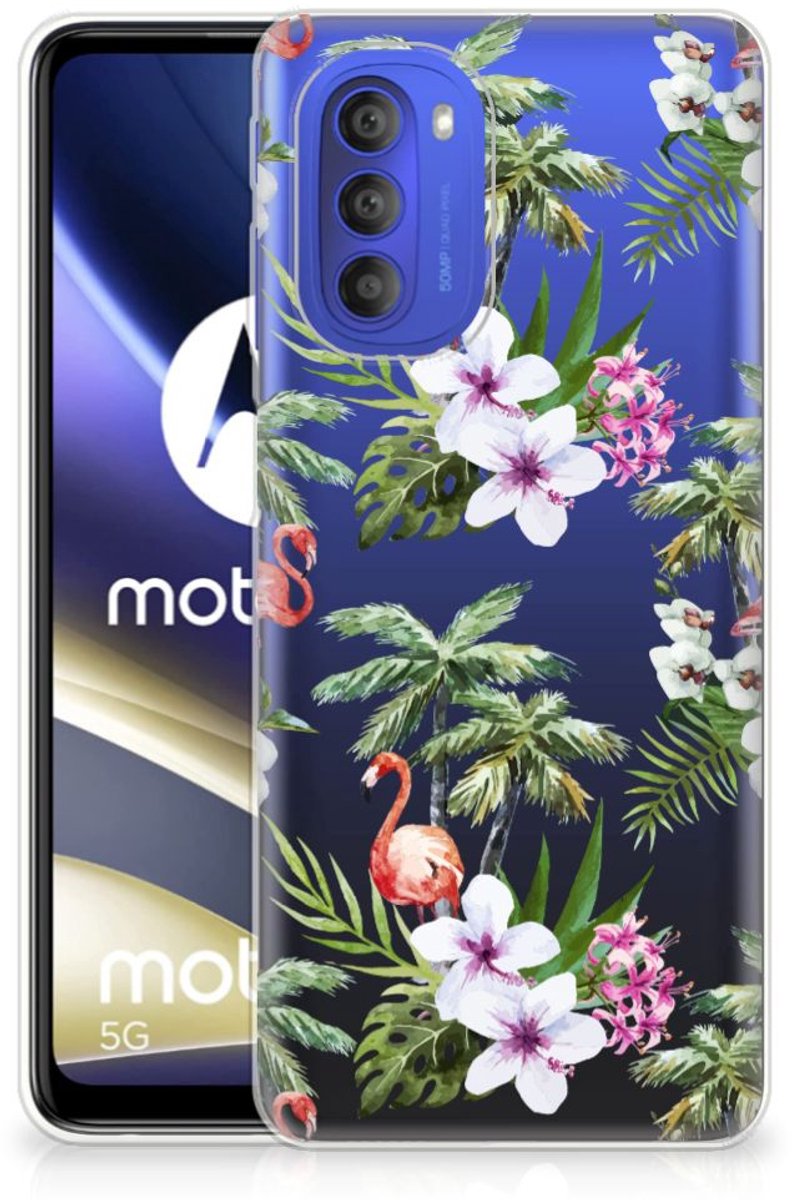 Motorola Moto G51 5G TPU Hoesje Flamingo Palms
