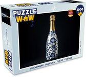 Puzzel Champagne - Bloemen - Goud - Chique - Legpuzzel - Puzzel 1000 stukjes volwassenen