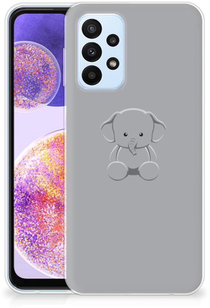 Samsung Galaxy A23 Telefoonhoesje met Naam Grijs Baby Olifant