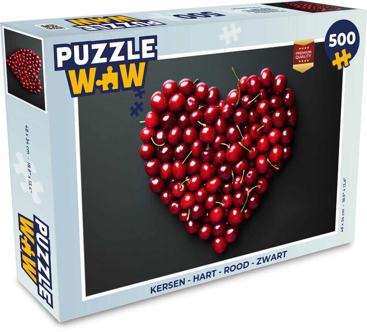 Puzzel Kersen - Hart - Rood - Zwart - Legpuzzel - Puzzel 500 stukjes