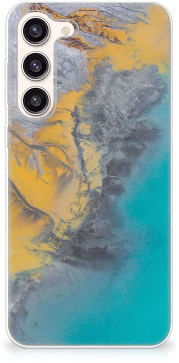 Samsung Galaxy S23 Plus TPU Siliconen Hoesje Marble Blue Gold