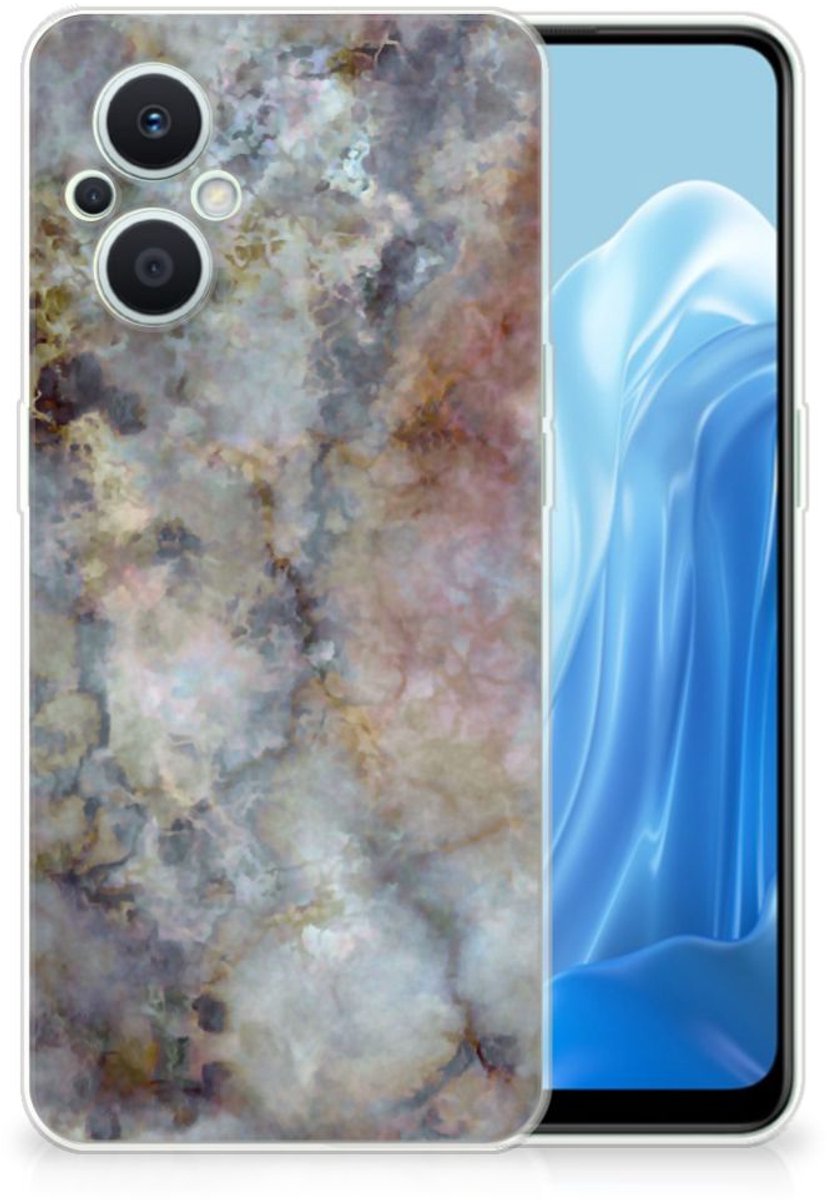 OPPO Reno8 Lite TPU Siliconen Hoesje Marmer Grijs