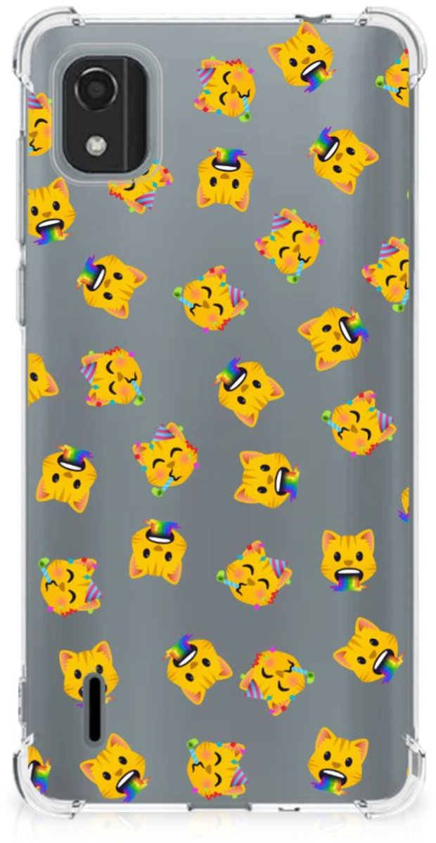 Doorzichtige Silicone Hoesje voor Nokia C2 2nd Edition Katten Emojis
