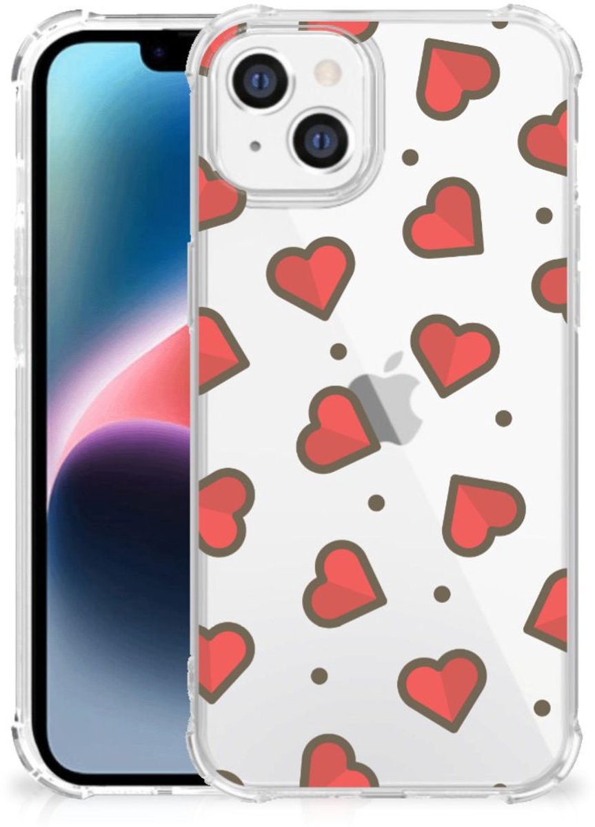 Apple iPhone 14 Plus Doorzichtige Silicone Hoesje Hearts