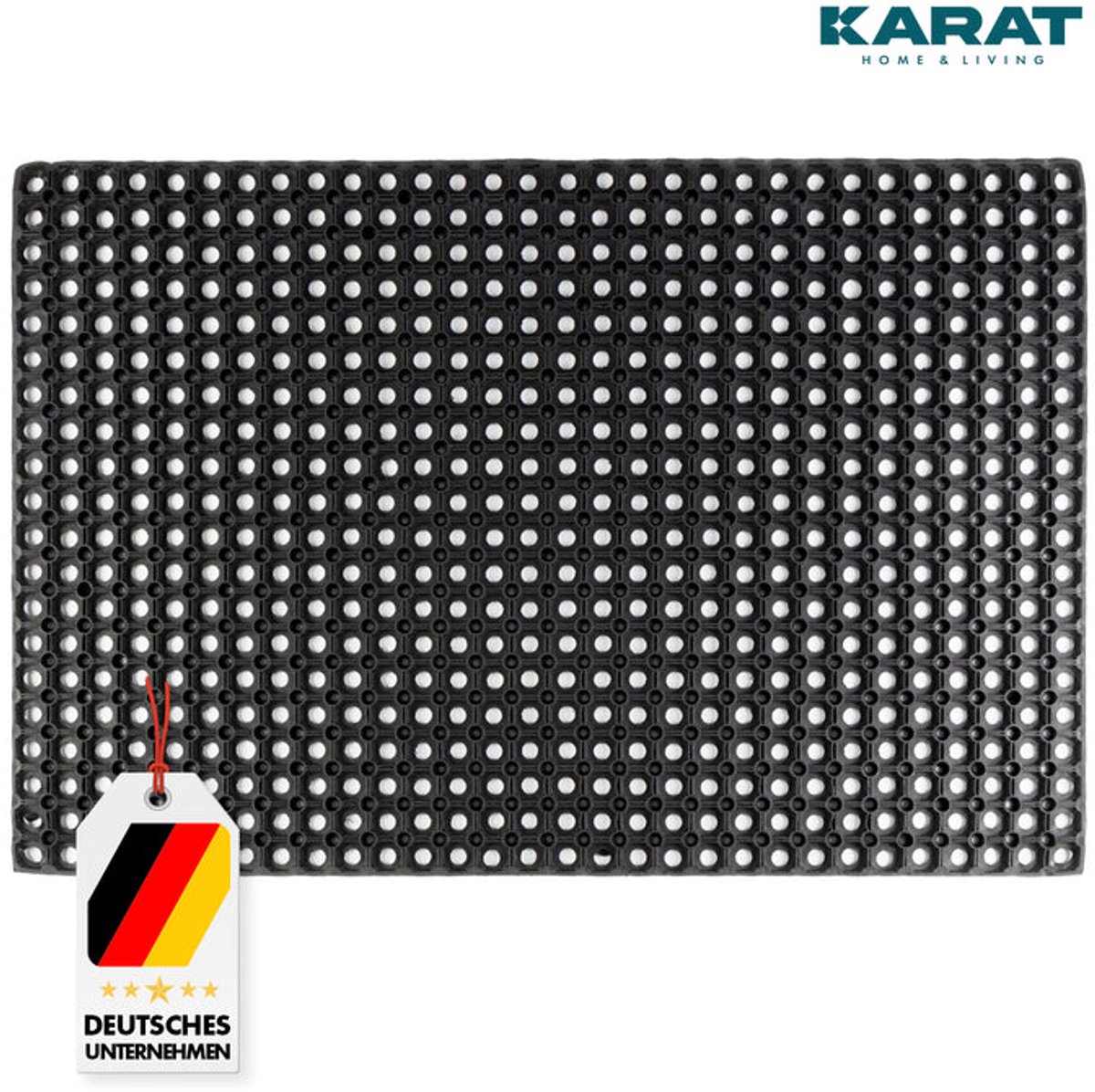 FLOORDIREKT Rubbermat Honingraatmat - Octo Door - Deurmat voor Buiten - Antislipmat Ring Rubbermat - 23 mm - 80 x 120 cm