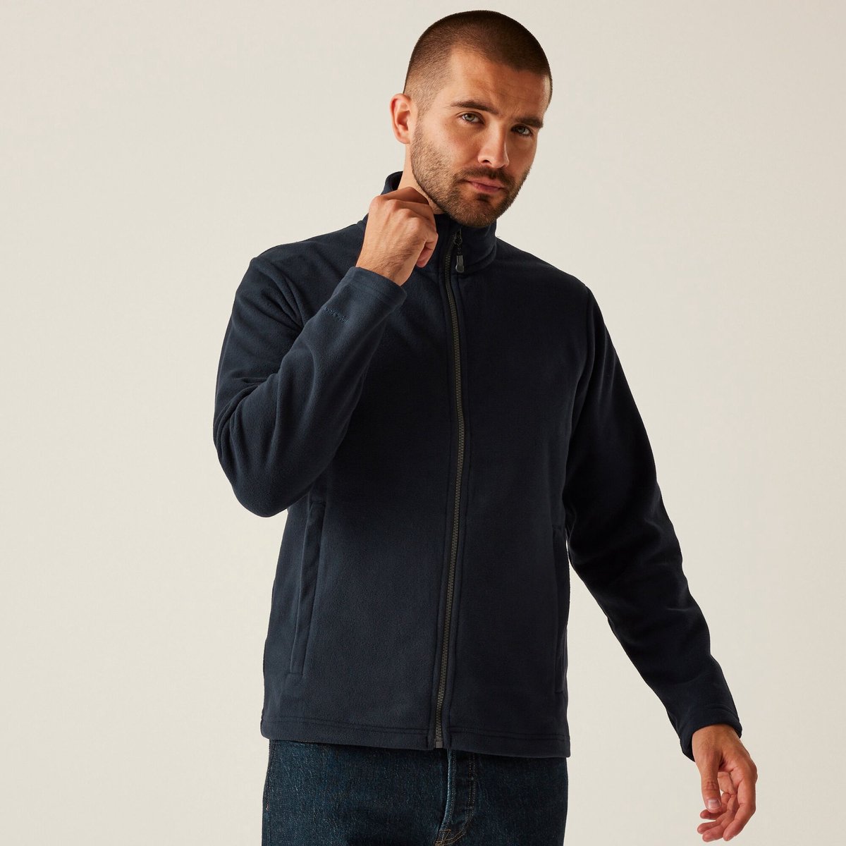 Fleece Heren Gerecycled Volledige Rits Microfleece Blauw