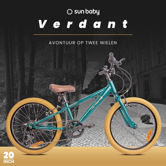 Vélo pour enfants Verdant Bike pour garçons, 20 pouces vert, taille de roue sélectionnable parmi 6 vitesses Shimano de 6 à 10 ans, réglable en hauteur
