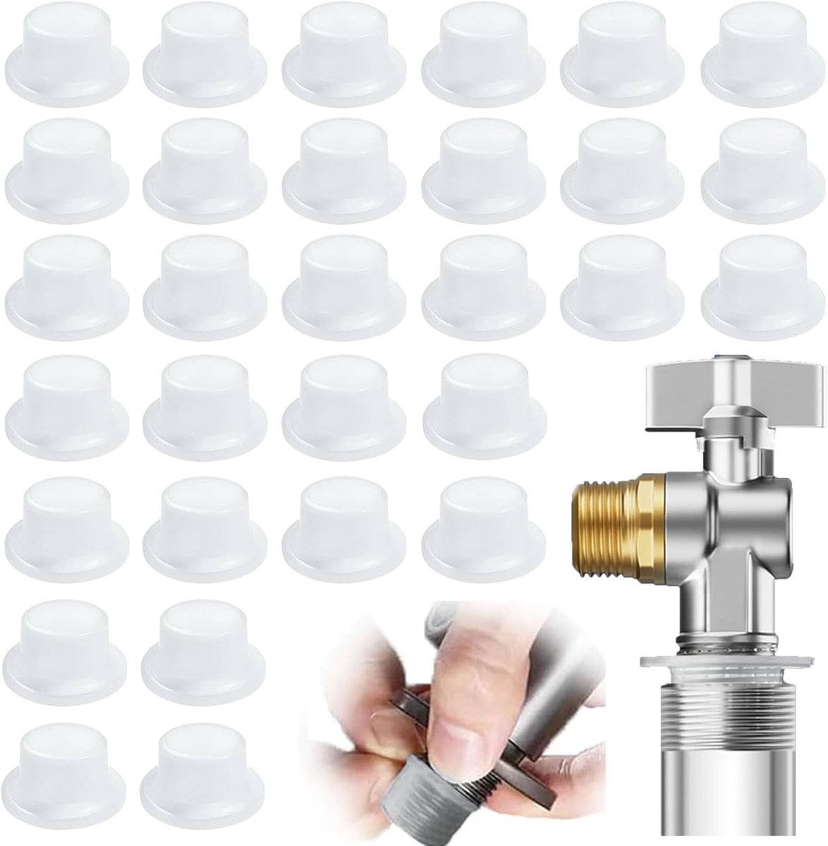 30 stuks waterdichte kraanafdichtingspakking, siliconen lekvrije pluggen voor 1/2 inch kraanklep, werkt met watertemperaturen tussen 0-100℃, kraan afdichtring anti-lek (Doorzichtig)