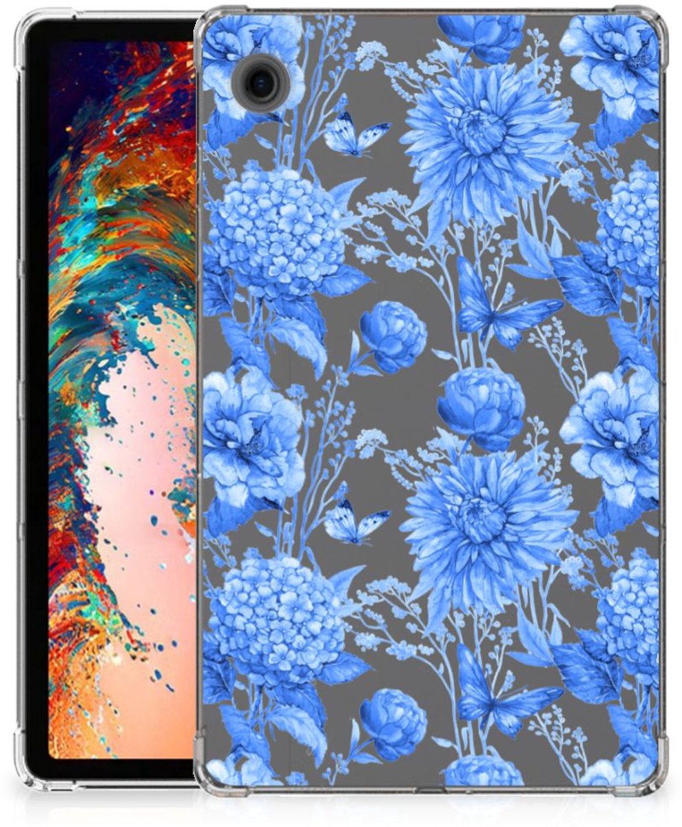 Siliconen Hoesje voor Samsung Galaxy Tab A9 Flowers Blue