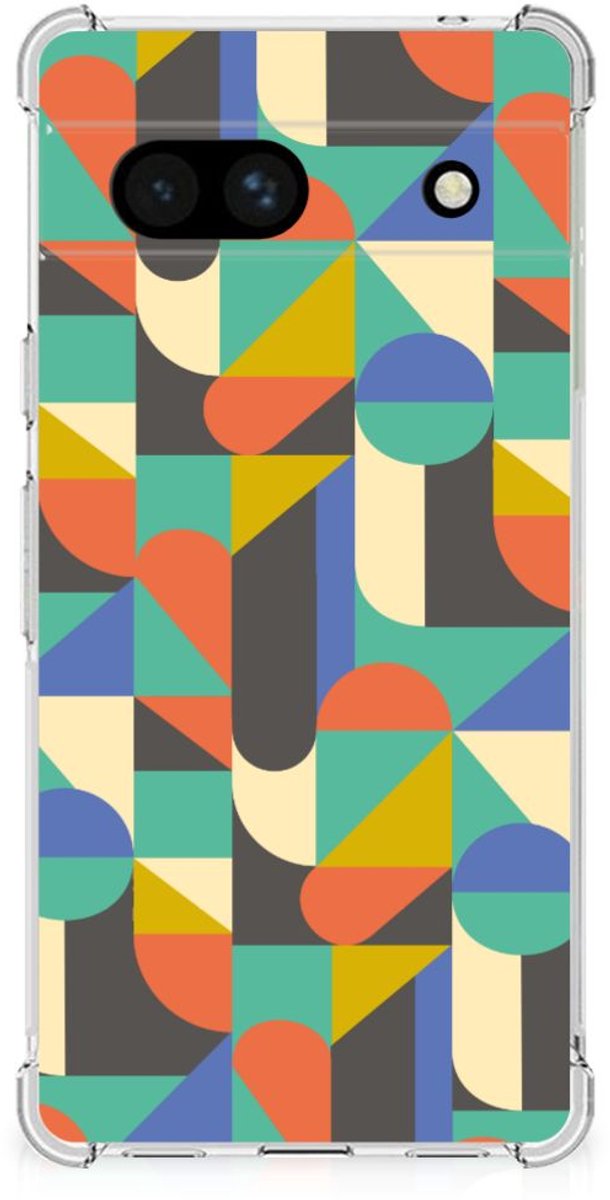 Google Pixel 7A Doorzichtige Silicone Hoesje Funky Retro