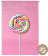Wandkleed 120x180 cm - Wanddoek Lolly - Roze - Snoep - Zoet - Wandtapijt - Wandkleden