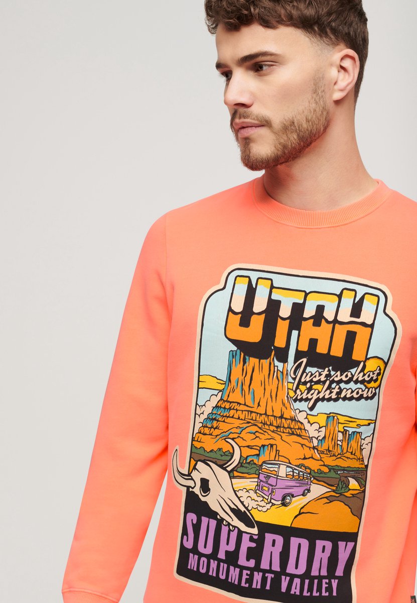 Superdry Neon Travel sweatshirt met losse pasvorm Heren Truien Oranje