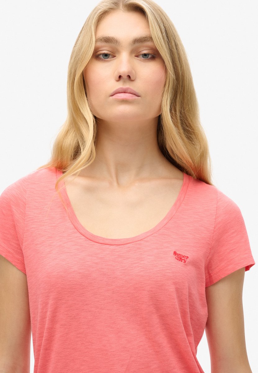 Superdry Studios T-shirt met laag uitgesneden ronde hals Dames T-shirts Koraal