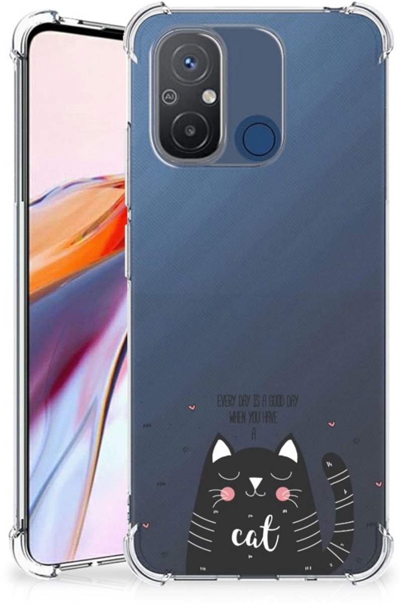 Xiaomi Redmi 12C Stevig Bumper Hoesje Cat Good Day