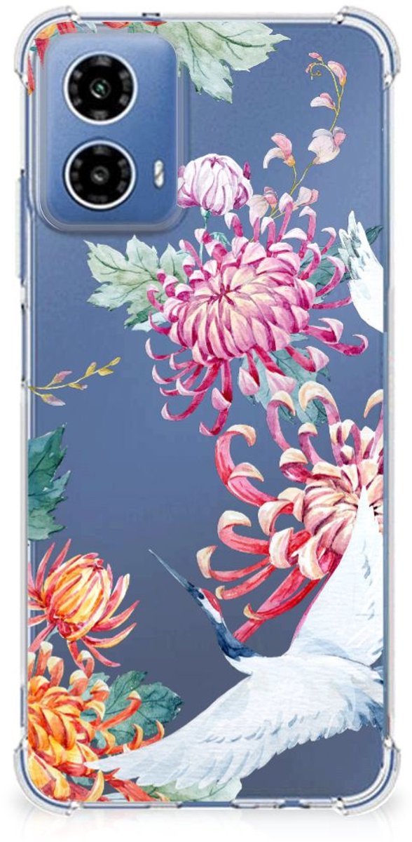 Motorola Moto G34 Case Anti-shock Bird Flowers