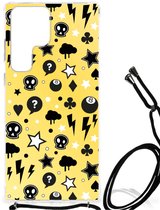 Coque Samsung Galaxy S23 Ultra Coque pour téléphone portable avec bord transparent Punk Yellow