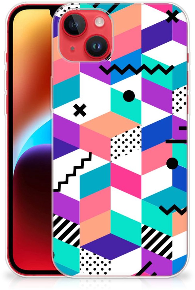 iPhone 14 Plus TPU Hoesje Blokken Kleurrijk