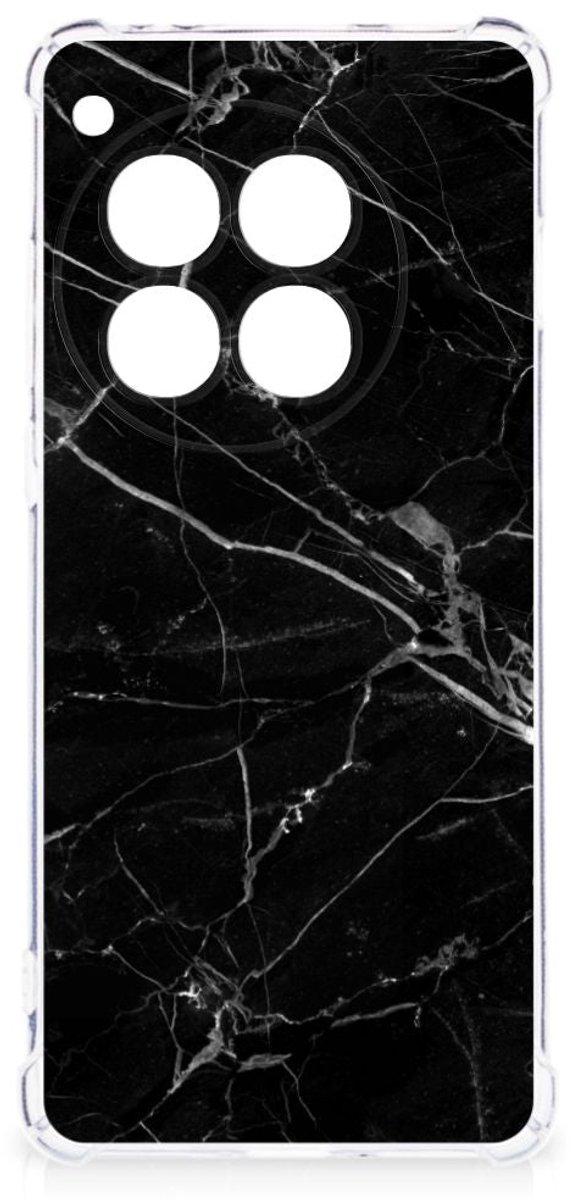 OnePlus 12 Anti-Shock Hoesje Marmer Zwart - Origineel Cadeau Vader