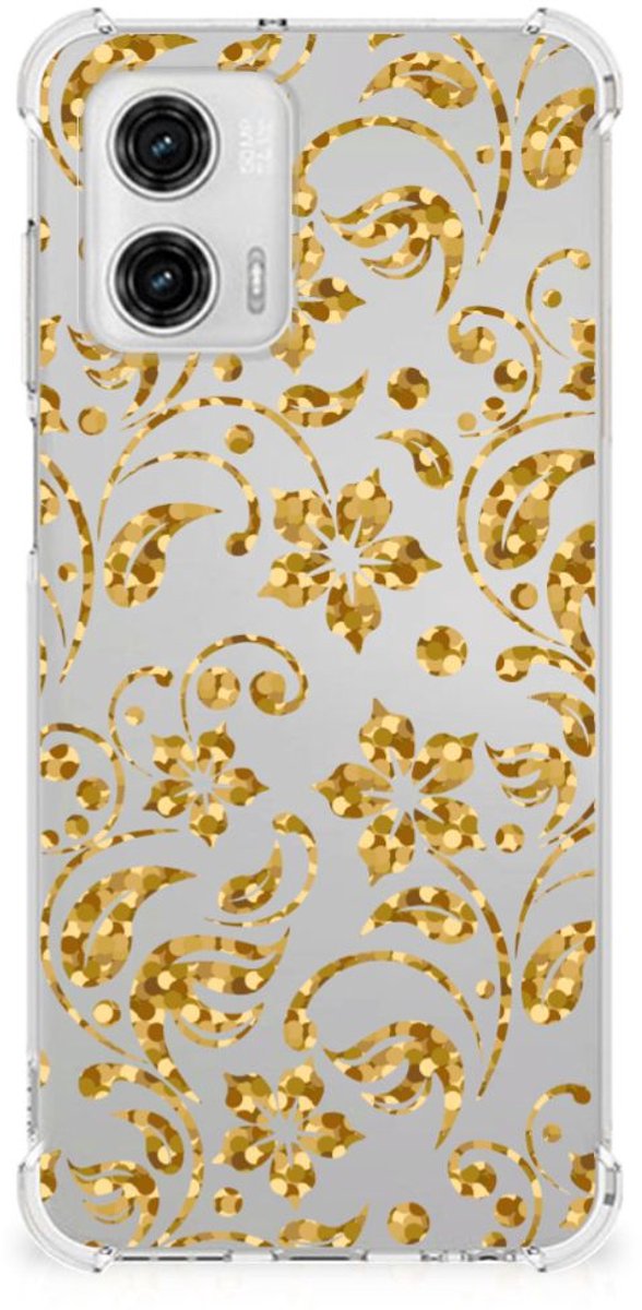 Motorola Moto G73 Case Gouden Bloemen