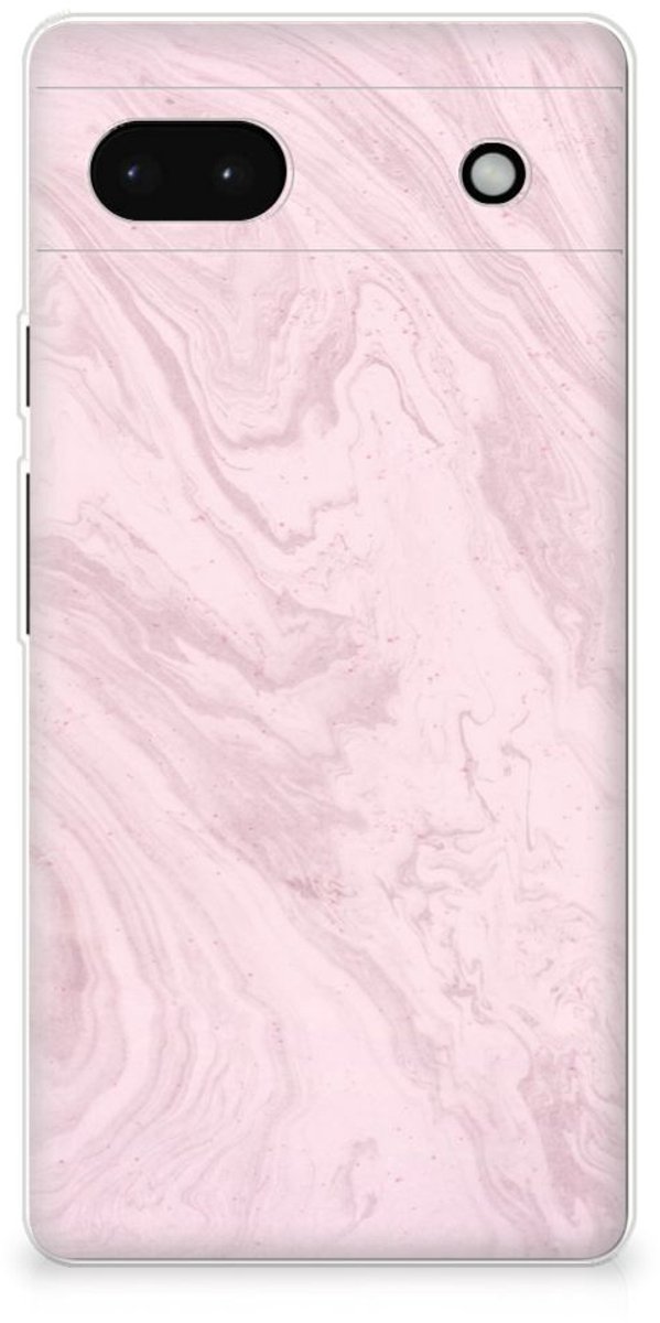 Google Pixel 6A TPU Siliconen Hoesje Marble Pink - Origineel Cadeau Vriendin