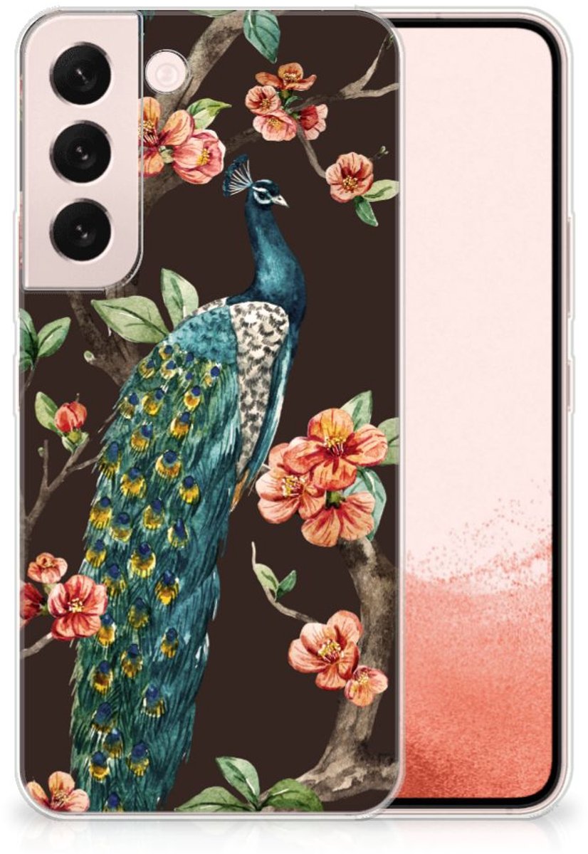 Samsung Galaxy S22 TPU Hoesje Pauw met Bloemen