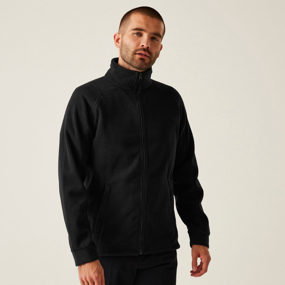 Fleece Heren Voor Hiking Zwart
