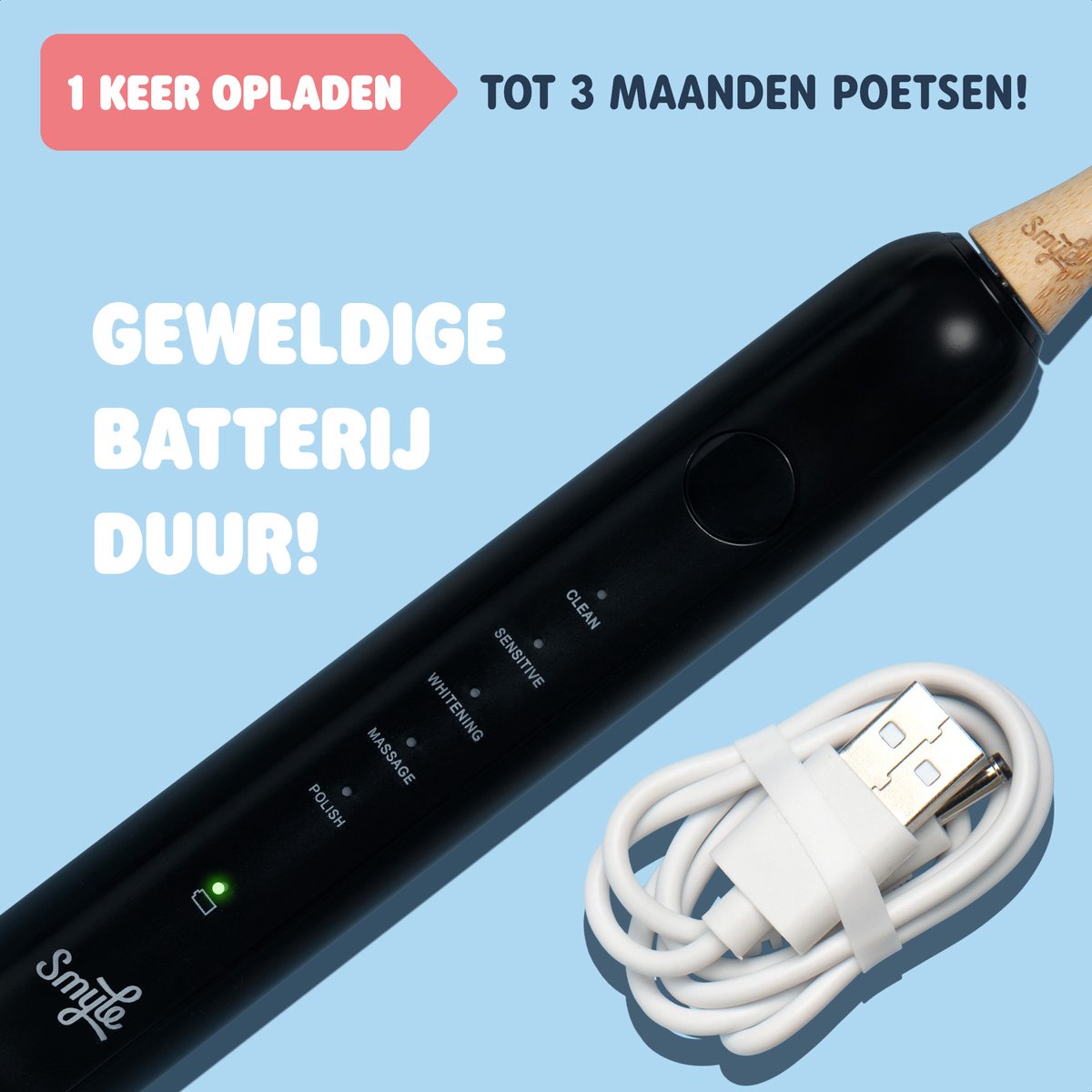 Afbeelding 3 van Smyle Sonische Elektrische Tandenborstel met Lange Batterijduur en Druksensor - Duurzaam en Effectief Poetsen - Zwart