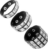 Punk Stud Armband Set - 4 Stuks Zwarte Lederen Armbanden Met Nieten Voor Mannen En Vrouwen