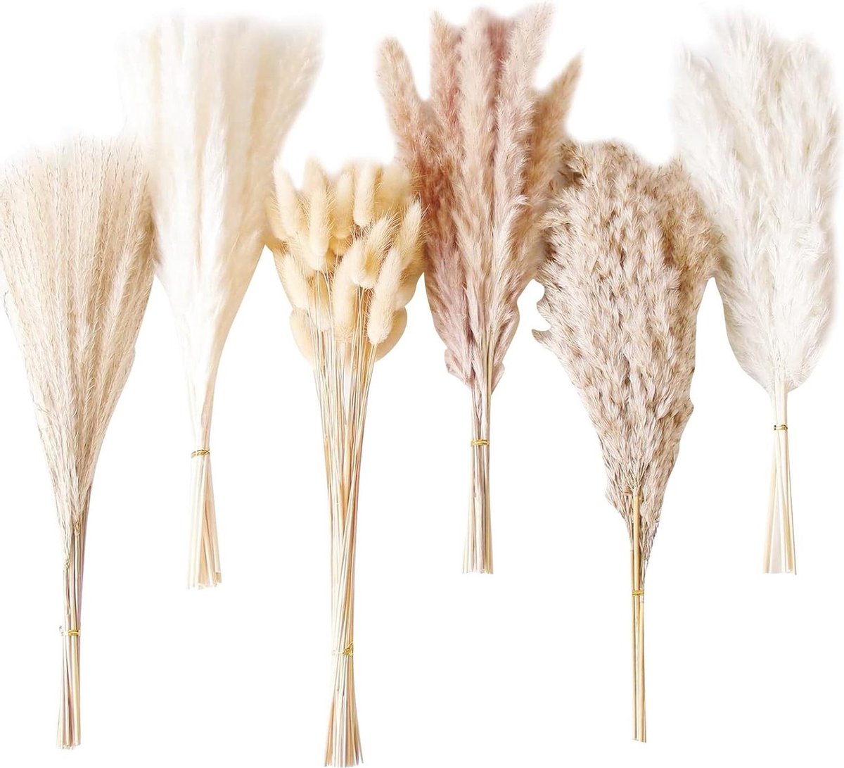 Gedroogde tarwebloemen set - 110 stuks rietbloemen, pluimen, gras - Boeket gedroogde bloemen pampasgras - Natuurlijke decoratie voor taart, bruiloft, verjaardagsfeestkrans