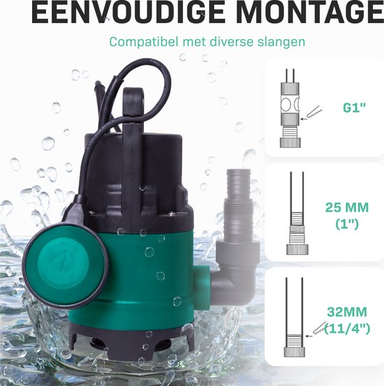 VONROC submersible / pompe à eau VONROC 400W - 8000l / h - Pour eau sale et propre - Avec flotteur