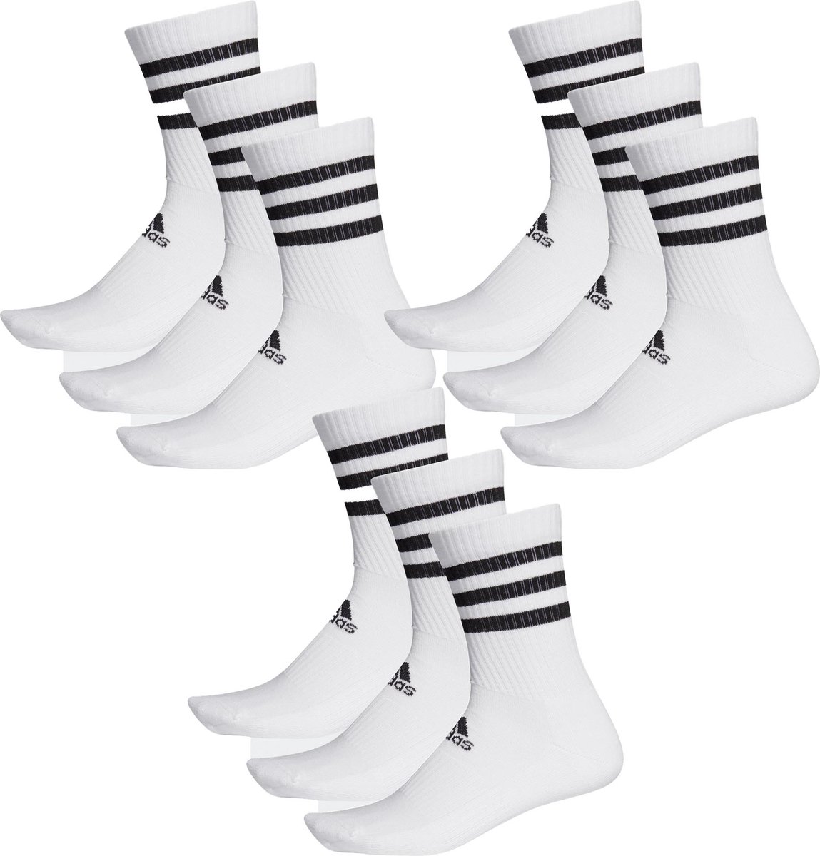 SOKKEN 9 paar adidas CSH CREW 9p tennissokken sportsokken unisex Wit