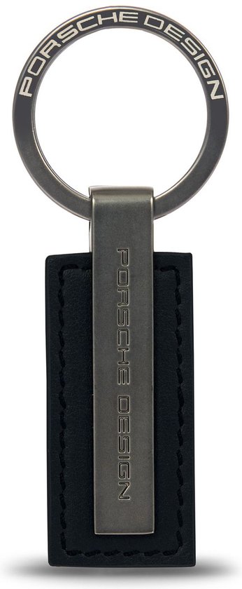 Porte-clés Porsche Design Ovale Noir | Cuir Et Métal Neuf Avec étiquettes