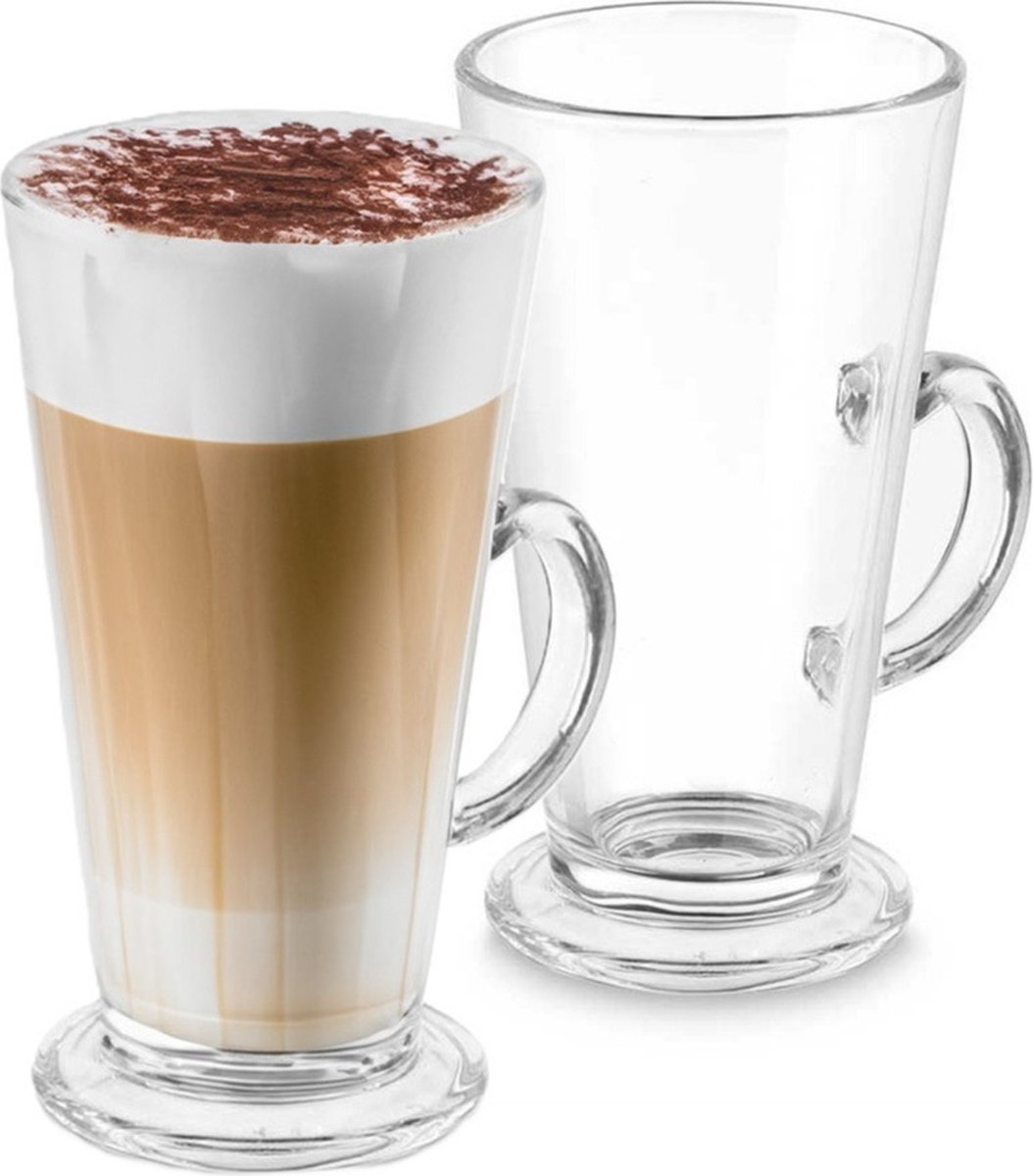 Latte Macchiato/koffie glazen - transparant glas - 2x stuks - 280 ml - Irish Coffee